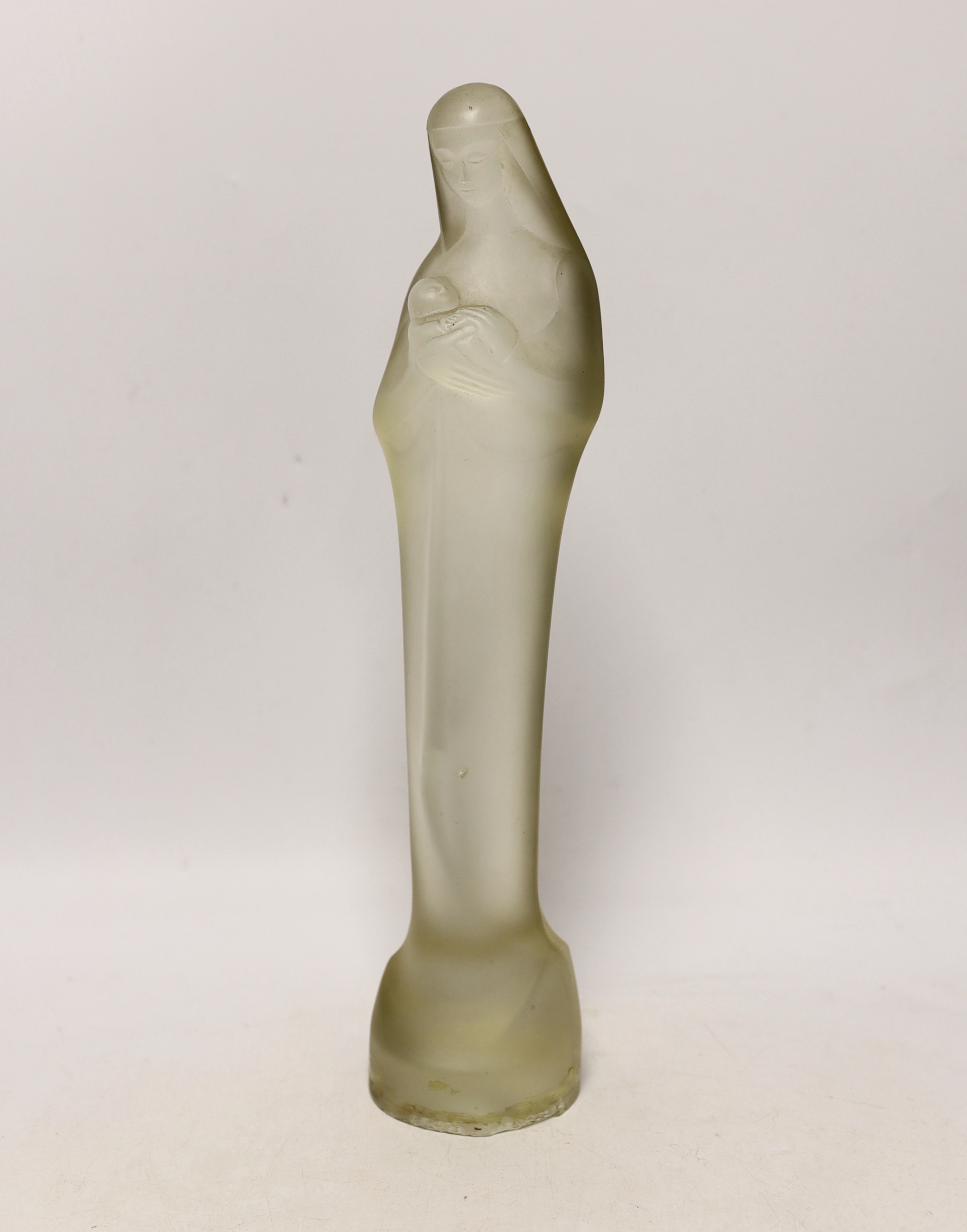 A Leerdam glass figure of Madonna and child, 36cm high